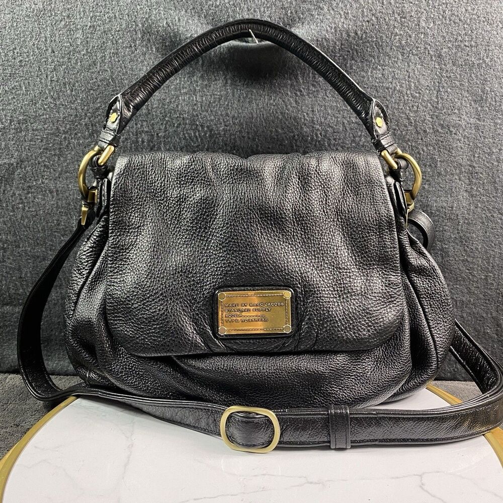 Marc by Marc Jacobs Classic Q Lil Ukita Black Leather Shoulder Bag Handbag Lined
